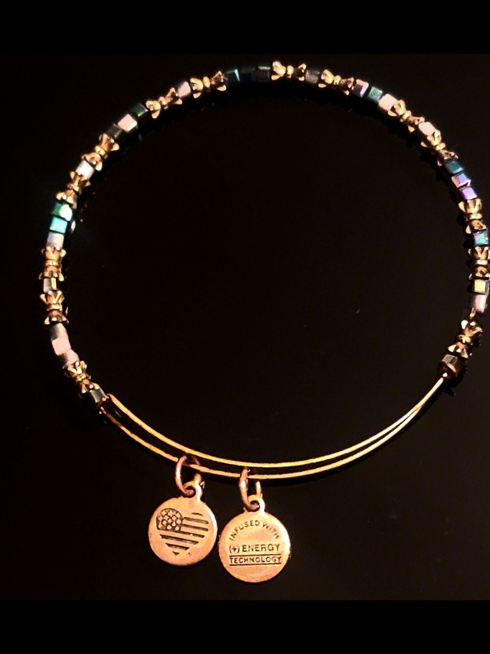 Alex &Gold-Tone Iridescent Hematite Beads Bracelet